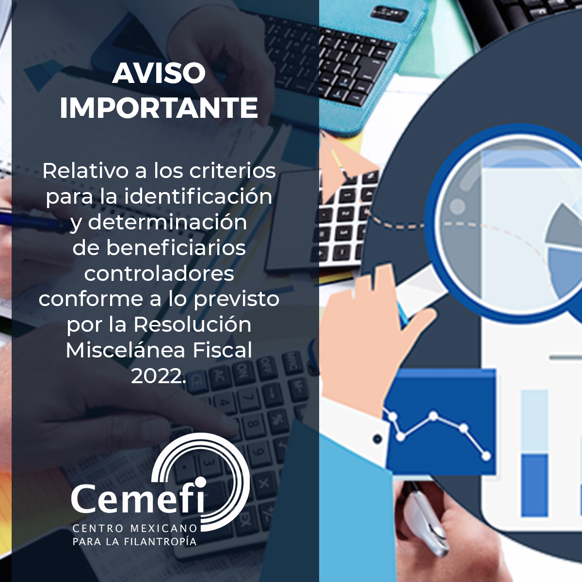 En la imagen se lee: Aviso relativo a los criterios para la identificación y determinación de beneficiarios controladores conforme a lo previsto por la recientemente publicada Resolución Miscelánea Fiscal 2022.