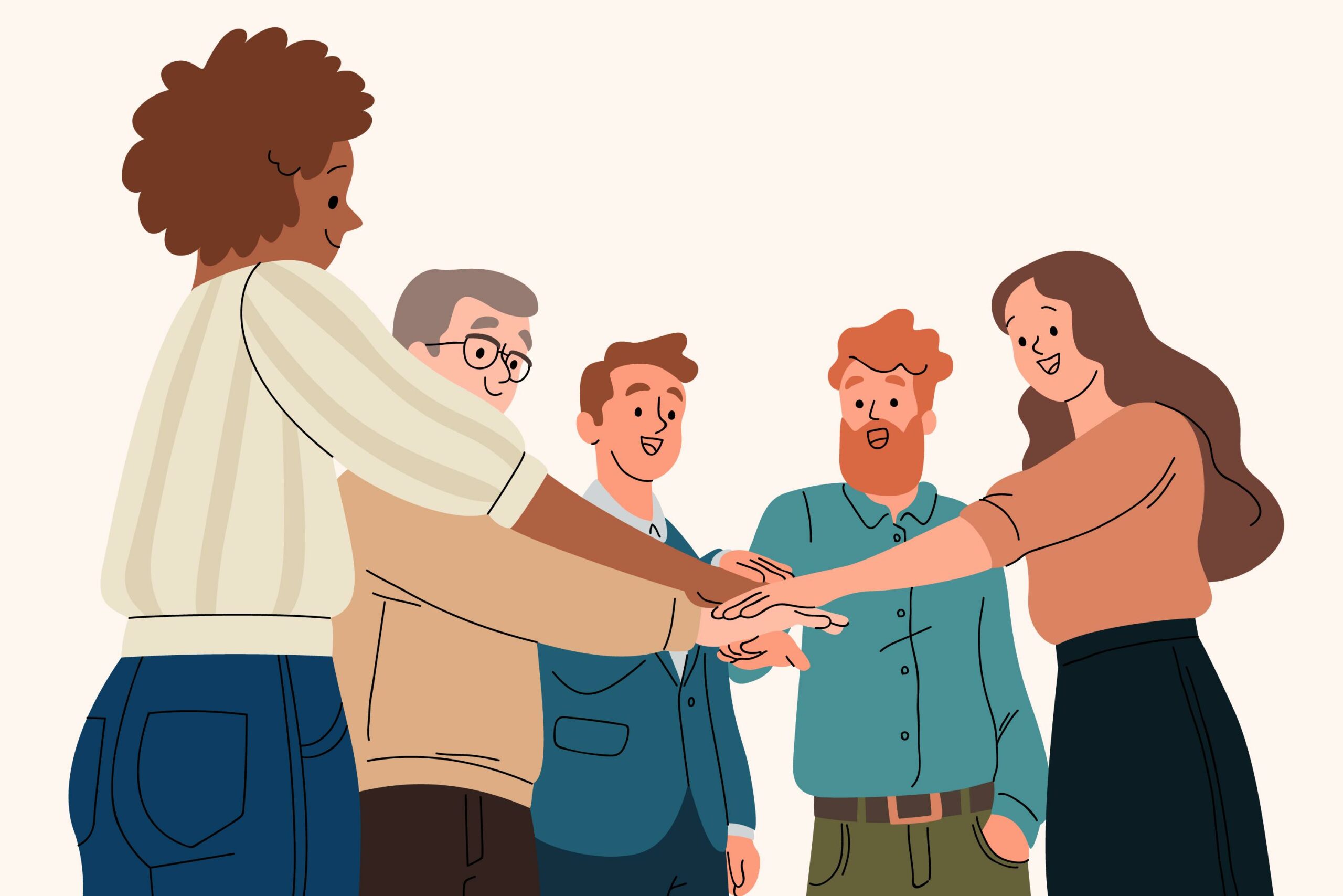 Imagen ilustrativa personas colaborando y estrechando sus manos