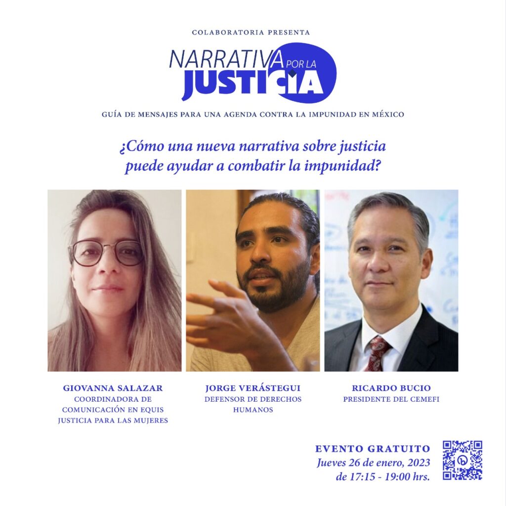En imagen participantes del panel :
Giovanna Salazar / Coordinadora de Comunicación en Equis Justicia
para las Mujeres
Jorge Verástegui / defensor de derechos humanos
Ricardo Bucio / presidente ejecutivo de CEMEFI