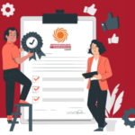 Gráfico ilustrativo de dos personas dialigando sobre la Sesion informativa Acreditación en Institucionalidad y Transparencia (AIT). 12 de abril a las 12 horas