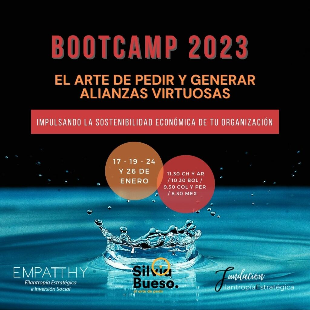 “Bootcamp 2023: El arte de pedir y general alianzas virtuosas. Impulsando la sostenibilidad económica de tu organización.”