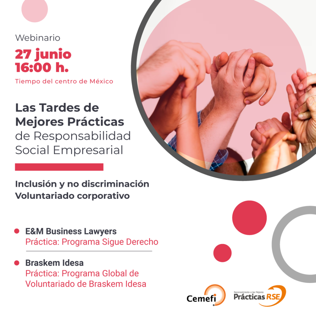 27 de junio Tardes de Mejores Prácticas de RSE