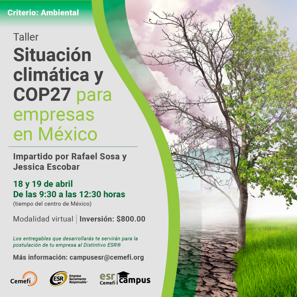 Taller Situación climática y COP27 para empresas en México. Toda la información del gráfico aparece en el cuerpo de esta nota.
