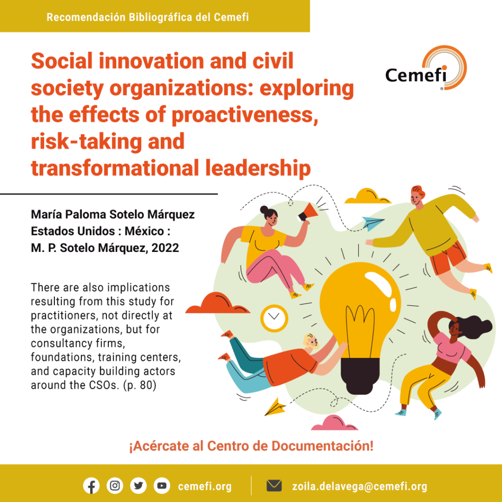 Imagen ilustrativa personas al rededor de un foco que simula una idea. Lectura. Social innovation and civil society organizations: exploring the effects of proactiveness, risk-taking and transformational leadership