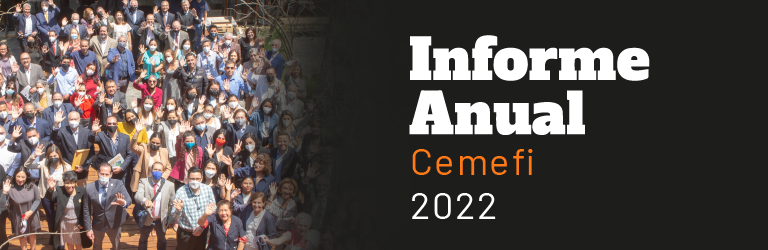 Imagen de personas en Casa Cemefi y texto Informe Anual Cemefi 2022