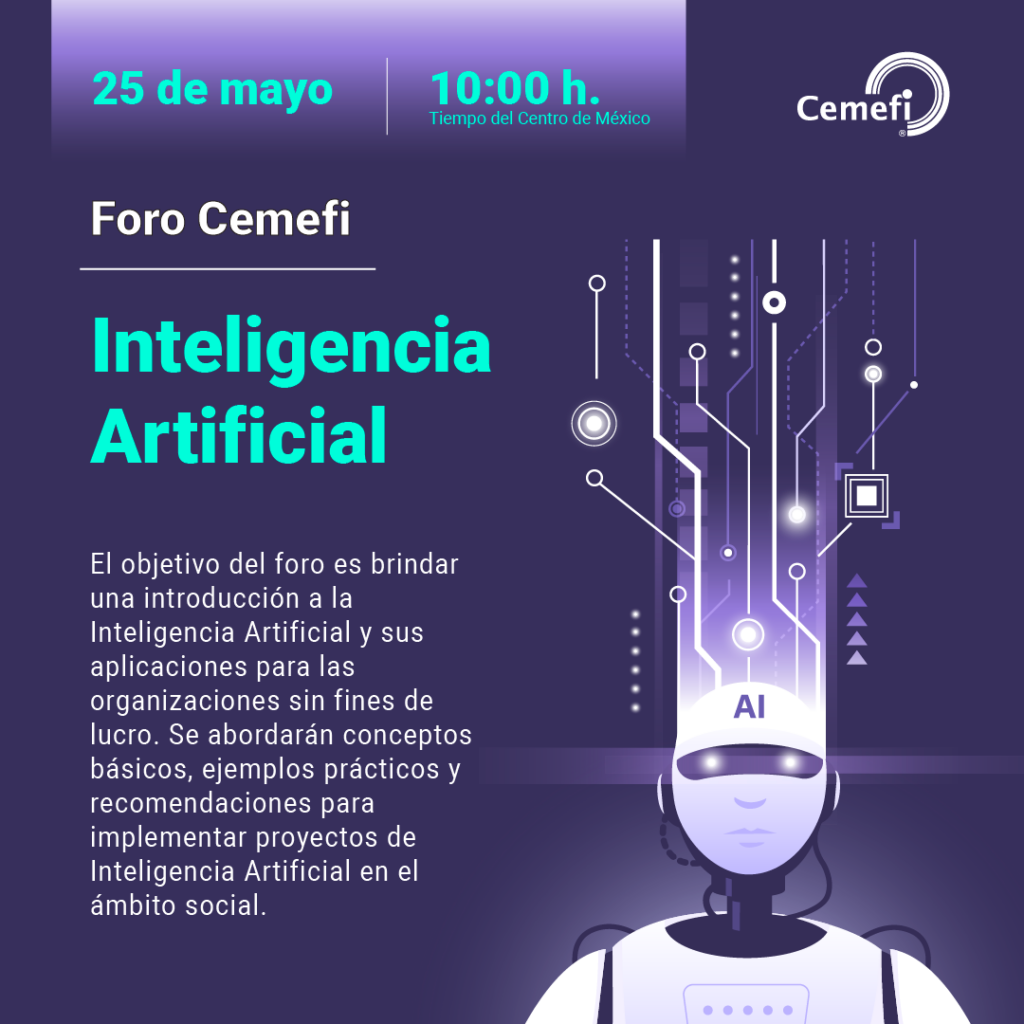 Foro Cemefi: inteligencia artificial el prócimo 25 de mayo a las 10:00 horas