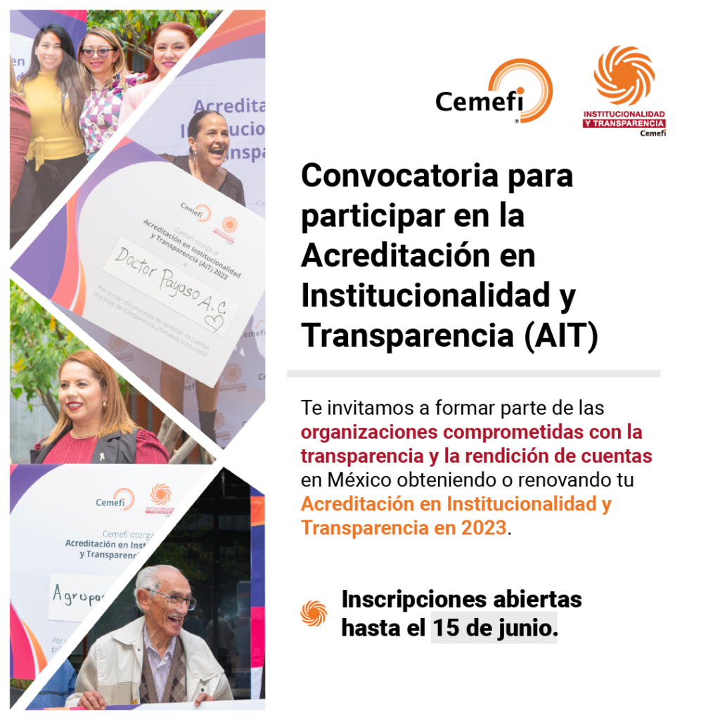 En imagen personas recibiendo su acreditación 2022. En texto Convocatoria 2023 para participar en la Acreditación en Institucionalidad y Transparencia (AIT).