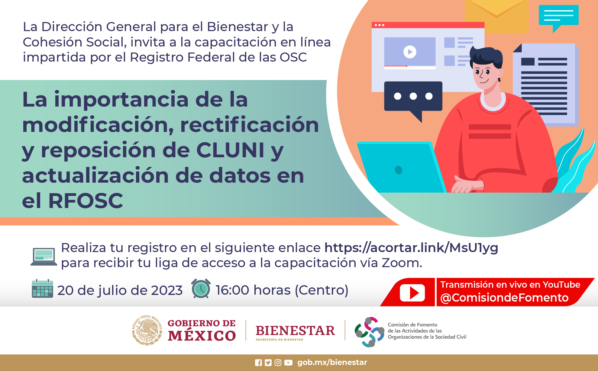 Sesiones de capacitación que ofrece el Registro Federal de las OSC