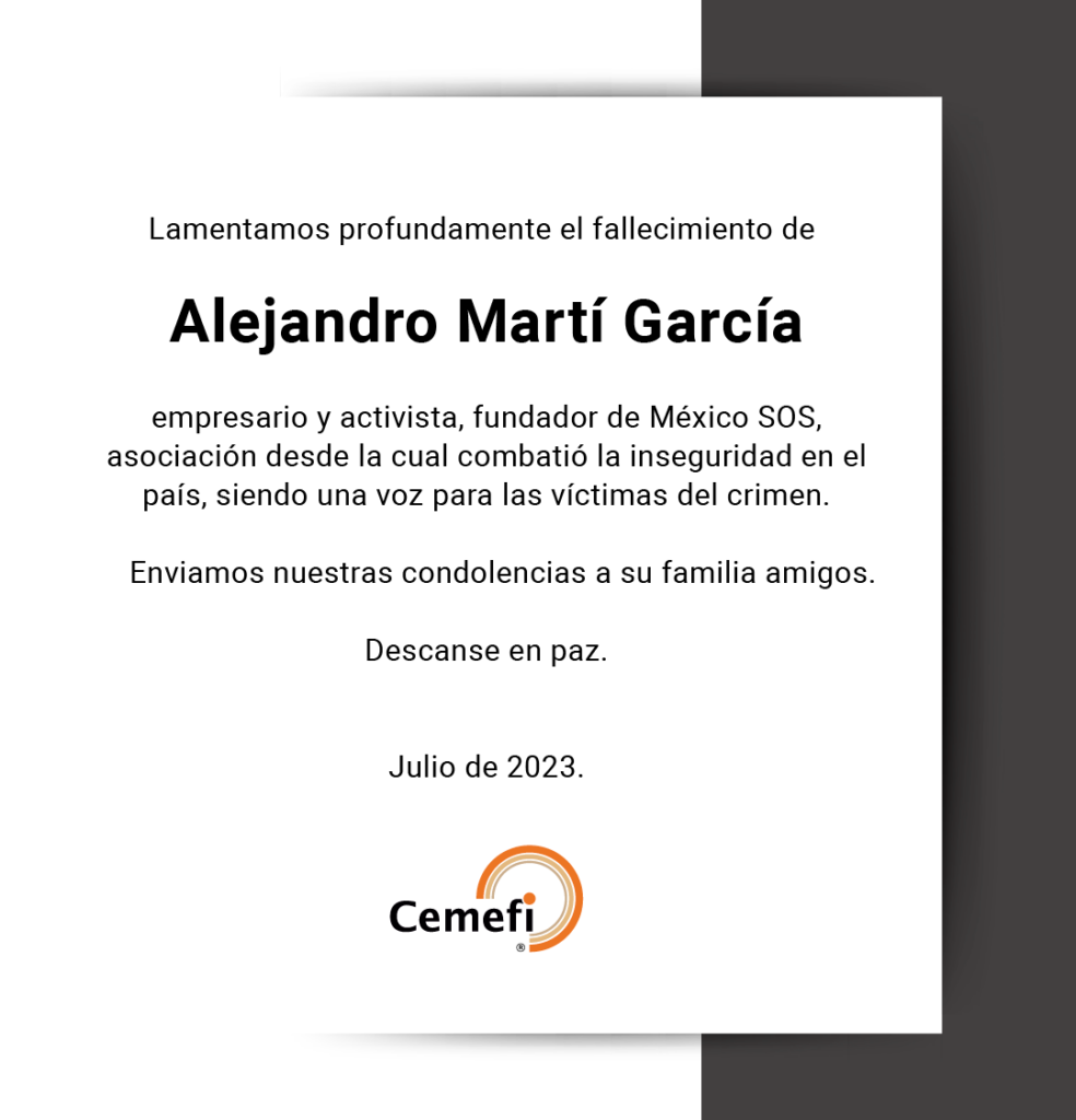 Esquela. Cemefi lamenta el fallecimiento de Alejandro Martí García