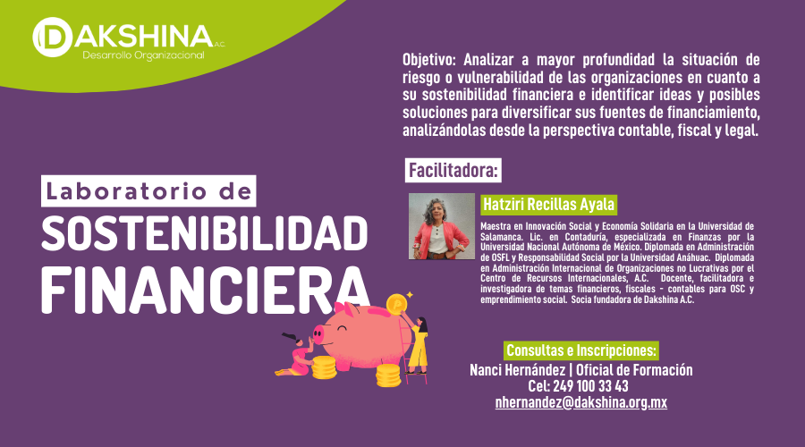 La imagen contiene el título del taller: “Laboratorio de Sostenibilidad Financiera”. La demás información puede encontrarse en el contenido de esta nota.