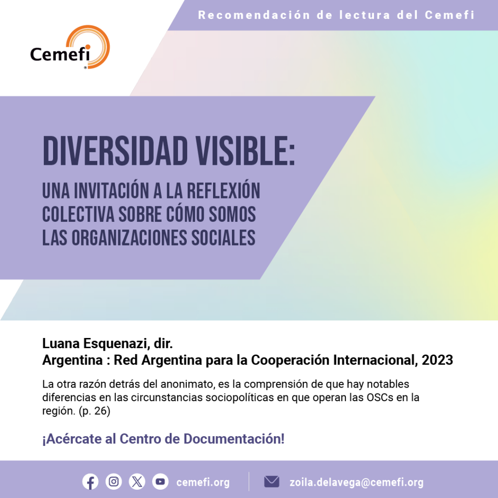 Portada: Diversidad visible: una invitación a la reflexión colectiva sobre cómo somos las organizaciones sociales” una investigación de la Red Argentina para la Cooperación Internacional