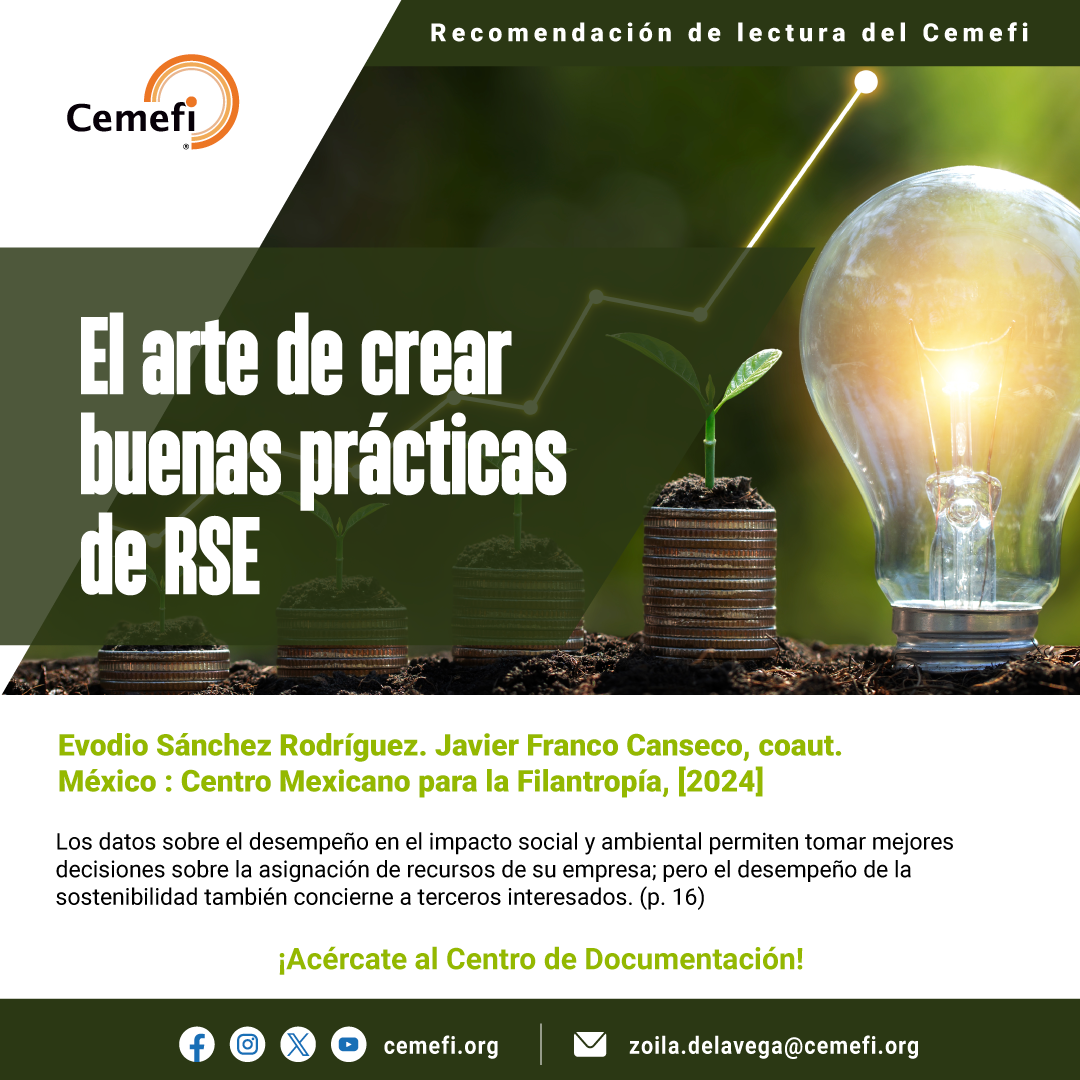 Portada del libro: “El arte de crear buenas prácticas de responsabilidad social empresarial (RSE)” una publicación del Cemefi.