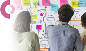 En imagen, varias personas jóvenes escribiendo y haciendo una planeación en un pizzarrón y el texto: Curso: Solución de No Conformidades y Herramientas para la Mejora Continua