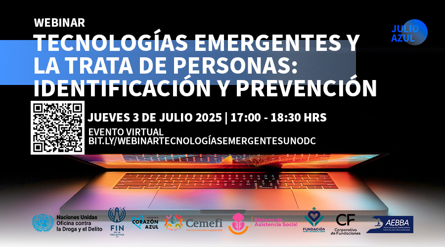Webinario | Tecnologías emergentes y la trata de personas: identificación y prevención. En imagen una laptop cerrándose 