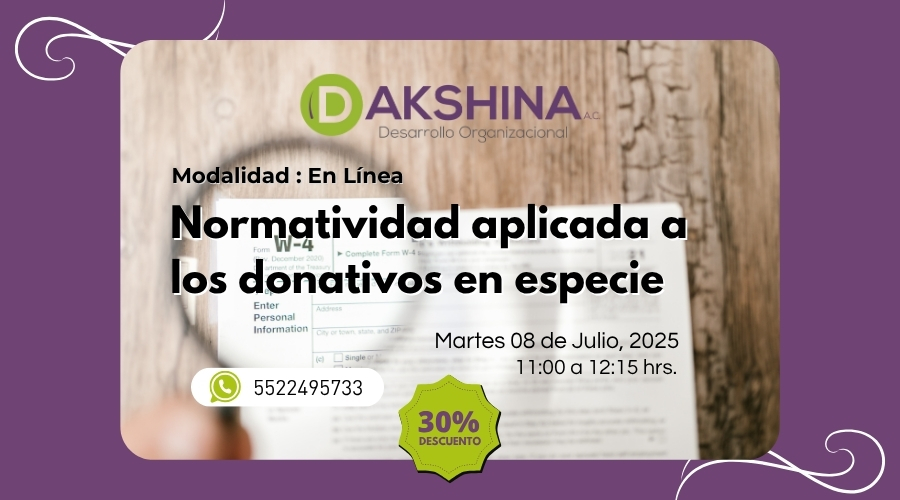 En imagen una lupa enfoca una imagen desenfocada y el texto: Webinario: Normatividad aplicada a los donativos en especie