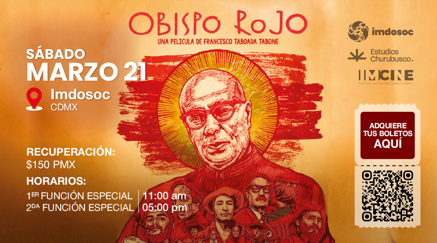 En imagen una ilustración de Setgio Mendez Arceo y el texto "Obispo Rojo" y el texto