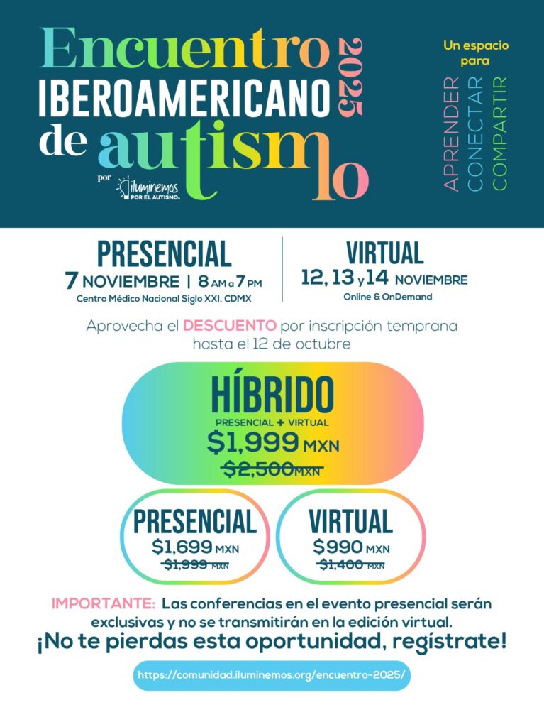 Gráfico del Encuentro Iberoamericano de Autismo 2025.
Roda la información está escrita en el cuerpo de esta nota informativa.