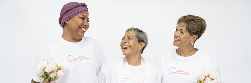 Imagen de tres mujeres sobrevivientes de cpancer de mama. Imagen cortesía de FUCAM