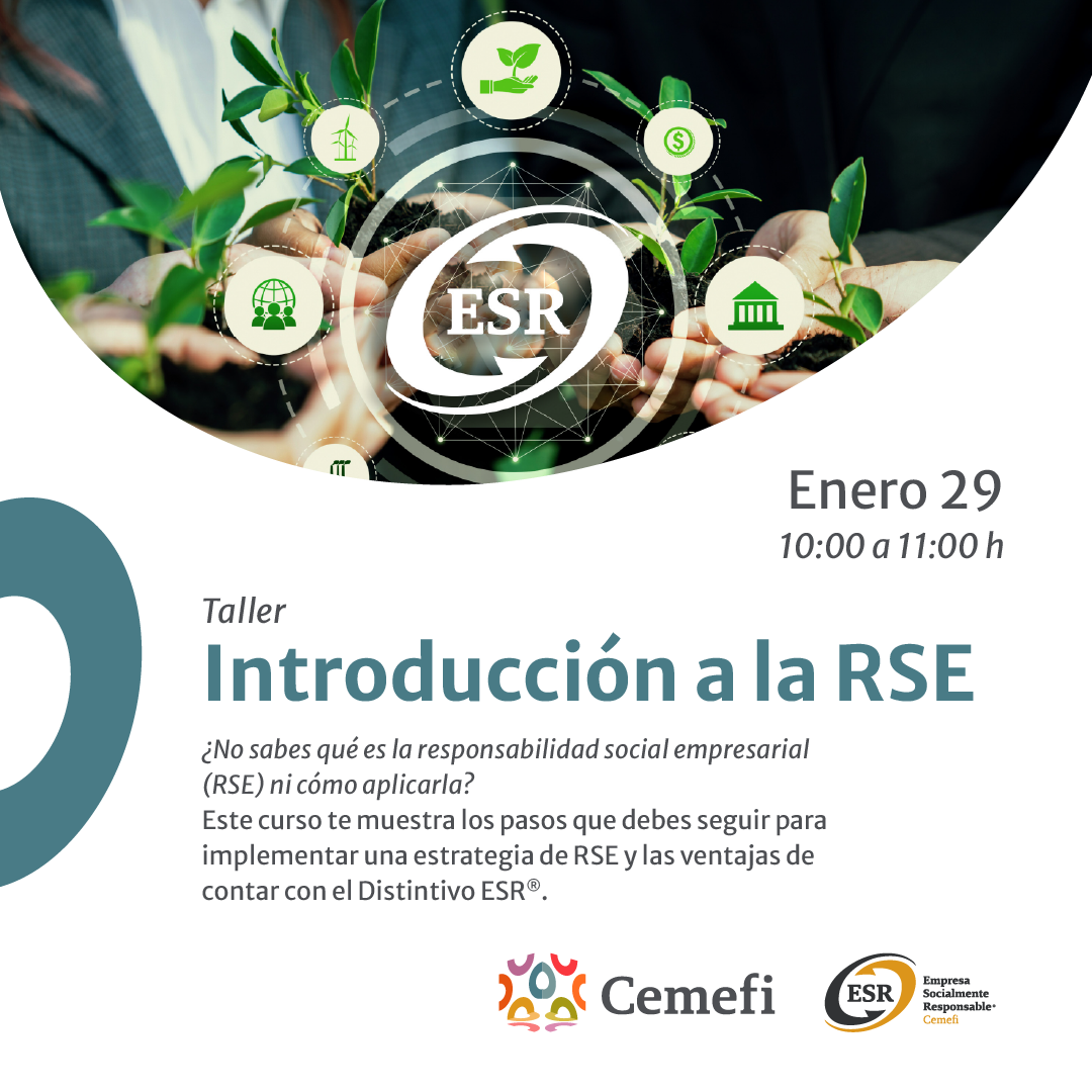 En imagen unas manos sosteniendo tierra y un brote de una planta. y el texto taller de introducción a la RSE. Más datos en el cuerpo de esta nota 