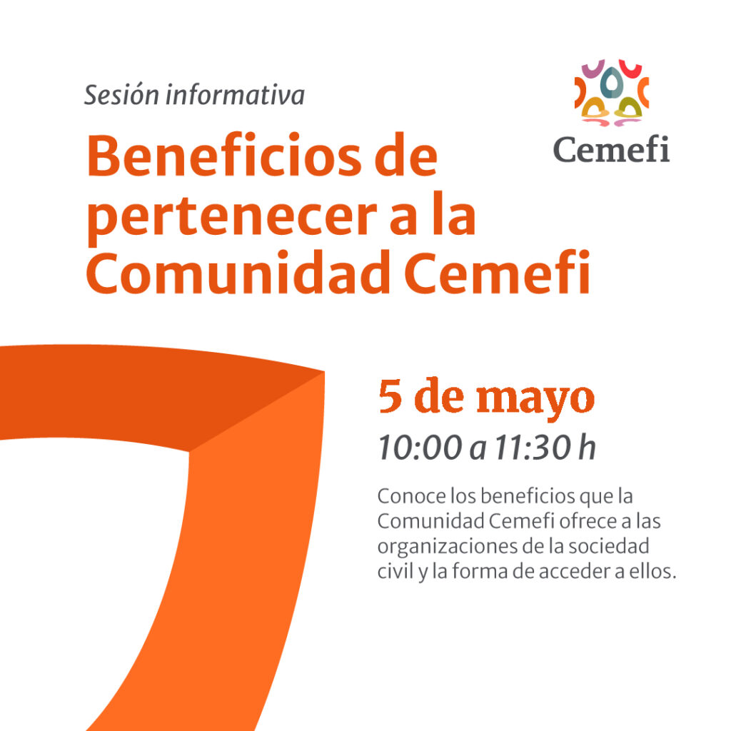 Gráfico sobre la Sesión informativa virtual: Beneficios de la Comunidad Cemefi. 5 de mayo, 10:00 h