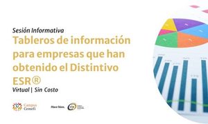 Cartel promocional de la "Sesión Informativa virtual: Uso de tableros de información para empresas que han obtenido el Distintivo ESR®"